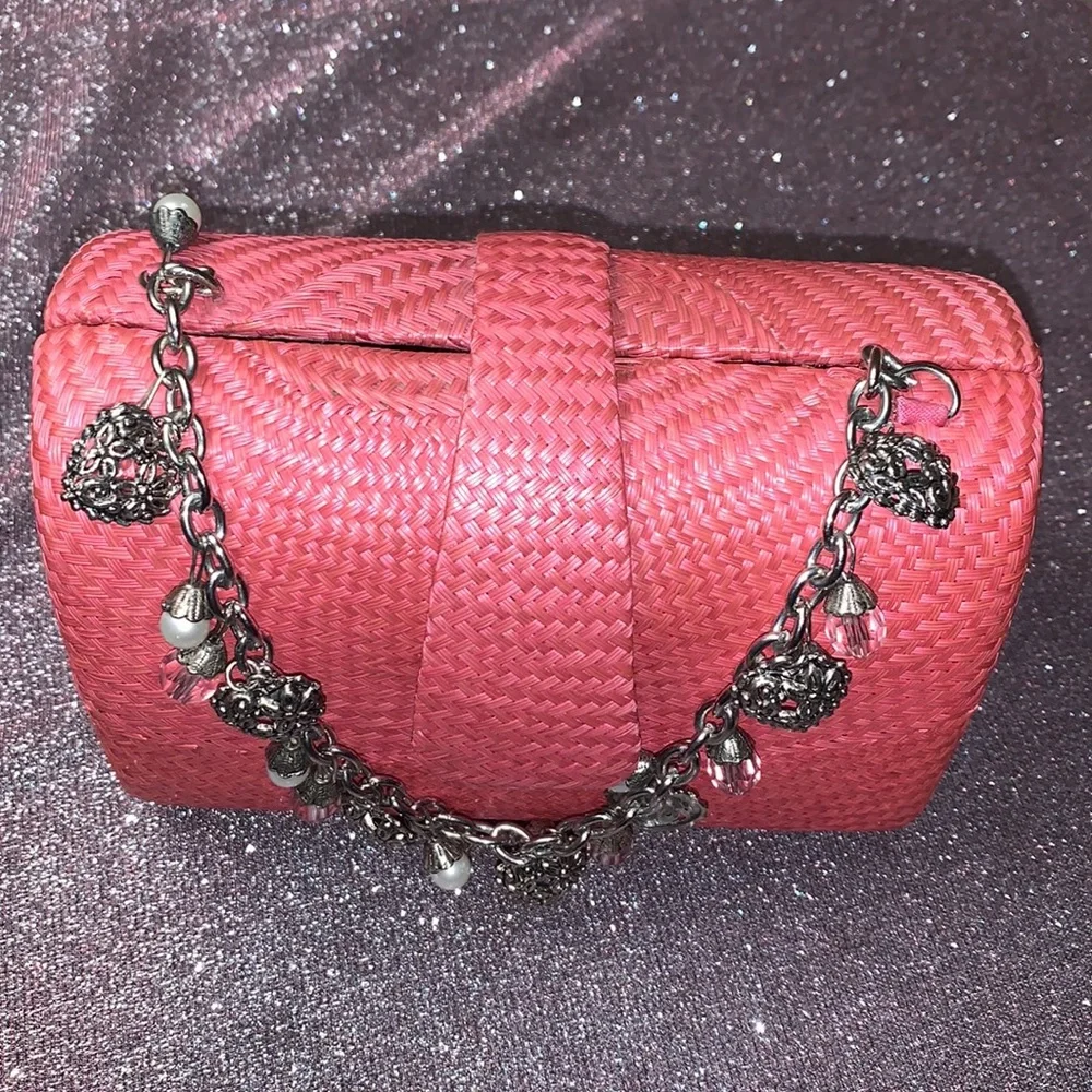 Donna Dixon Straw‎ Mini Bag With Metal Chain - Picture 6 of 11